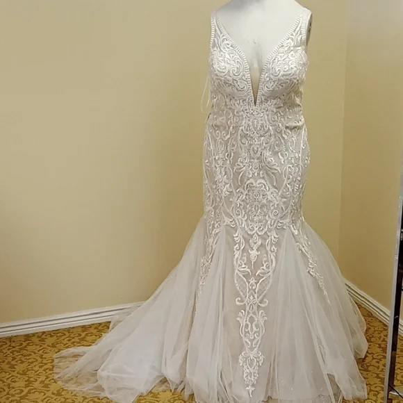 Source Unknown | Dresses | Elegant Plus Size 22 Champagne Ivory Wedding  Dress